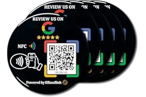 EFFASAFLINK Google Review Epoxy Sticky Card, Table Glue Card, Google Review Tap Tag, Google Review Sign, Boost Customer Reviews, Tap NFC & Scan QR Code, for iPhone & Android (Black-5 Cards)