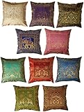 Third Eye Export 10 Pc Lot Square Home Decor Cushion Cover, Indian Pillow Cover, Handmade Pillow Cover 16 X 16 Inch (Silk)
