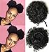 Beauty Forever Fashion Curly Ponytail, Twins Buns Clip In Elastic Drawstring Ponytail, African American Black Short Afro Kinky Curly Hair Extension, Synthetic Puff Hair(2 pieces)