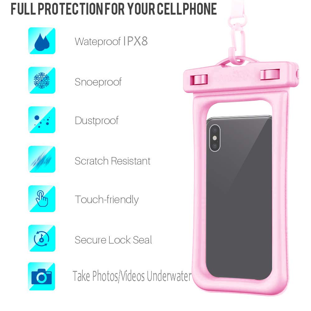 GLBSUNION Waterproof Phone Pouch Floating, IPX8 Universal Waterproof Case Underwater Dry Bag Compatible iPhone Xs Max/Xs/Xr/X/8/8plus/7/7plus Galaxy s9/8 Note 9/8 Google Pixel up to 6.5\