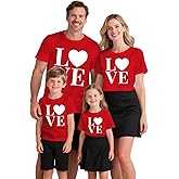Qskall Valentines Shirts for Family Couples Matching Valentine T-Shirt Mommy and Me Heart Graphic Tee Tops