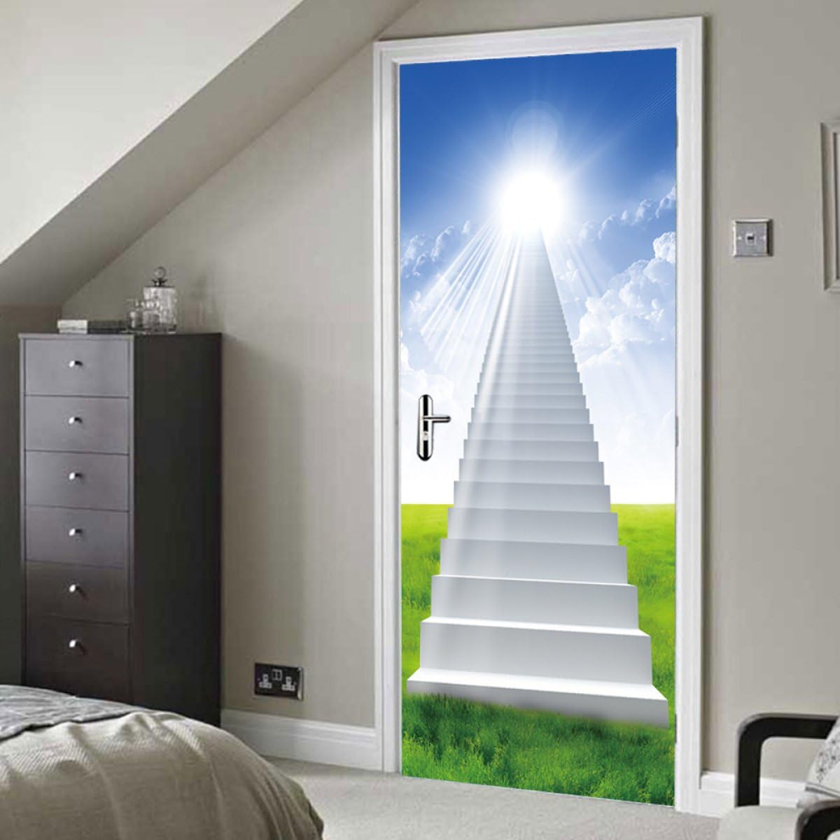 Creative 3d Door Stickers Ladder Decorative Wall Stickers Diy Self