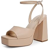 Modatope Platform Heels for Women Platform Sandals Womens Chunky Heel Open Toe Pumps Ankle Strap Womens Wedding Party Pumps Shoes