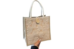 Reusable Tote Handbagsfor Women Printed Embroidered Butterfly One Shoulder Large Capacity Lunch Burlap Tote Bags