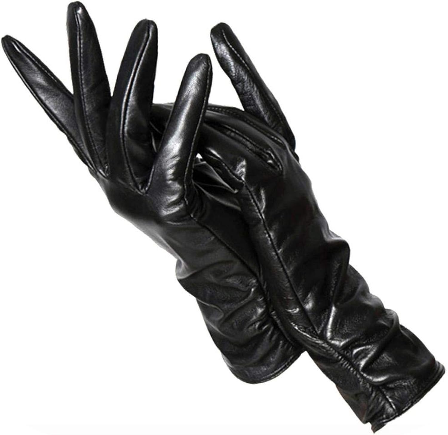 Women Pleated Leather Gloves Color Real Leather Gloves Sheepskin Genuine Leather Winter Gloves 