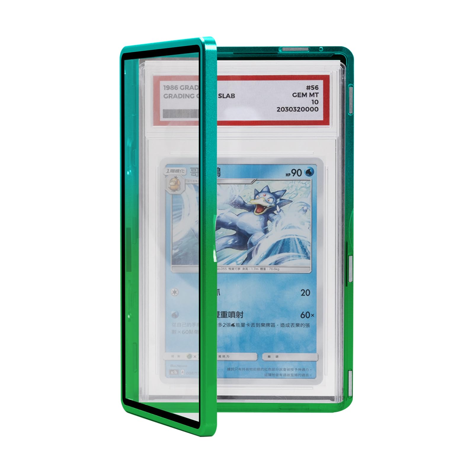 Photo 1 of Magenetic Trading Card Slab Protector - Premium Aluminum Graded Card Showcase, Graded Slab Protector with UV-Resistant Tempered Glass, Personalized Slab Bumper for Collectors, Gradient green