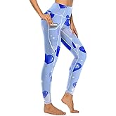 Zaaprint High Waisted Valentine's Day Yoga Pants for Women Heart Workout Leggings with Pockets Tummy Control Exercise Tights