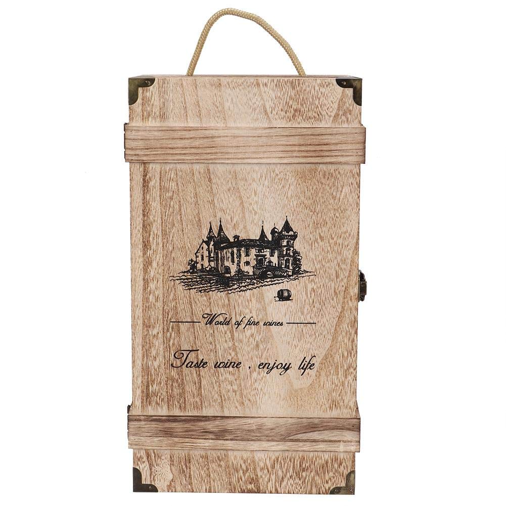 VOBOR Wine Storage Box, Wooden Red Wine Box With Rope