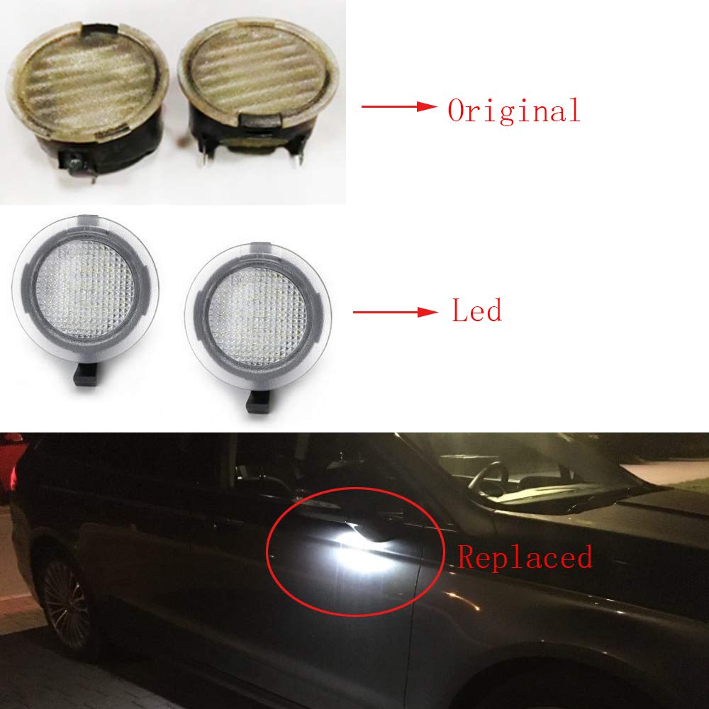 2Pcs White LED Side Mirror Lamp Puddle Light for Ford F150 Edge