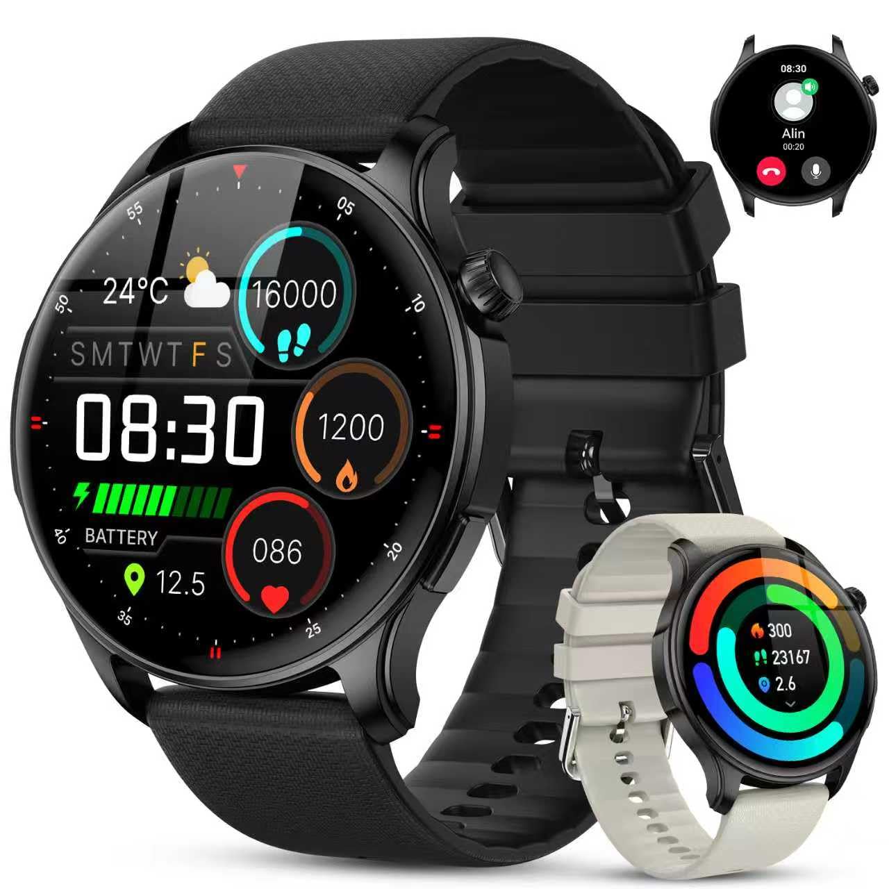 Photo 1 of Smart Watch for Men Women Fitness: Waterproof Make Answer Call Digital Mens Watches Running Pedometer Step Tracker Smartwatch Android Phone iPhone Samsung Compatible Sleep SpO2 Heart Rate Monitor