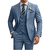 TIJOFA Mens Suit 3 Piece Slim Fit Suits for Men Double Breasted Suit Wedding Prom Suits Formal Business Dinner Tuxedo