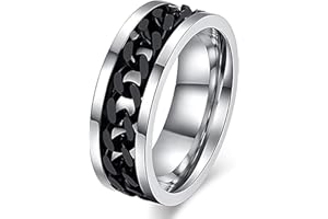 BLUELANS Fidget Ring for Anxiety Stainless Steel Spinner Ring AntiAnxiety Ring Spinning Cool Stress Relieveing Ring Wedding Engagement Band for Women Men Chritmas Birthday Valentines Day Gifts Black US 6