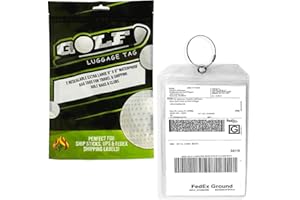 PIPING HOT ART WORKS Golf Luggage Tag - Set of 2 Bag Tags Set Extra Large 9" x 6" - Plastic Waterproof Zipper Pouch - PVC Baggage Tag Sleeve for Travel & Shipping Golf Bag - Sealable Personalized Ship Sticks Insert