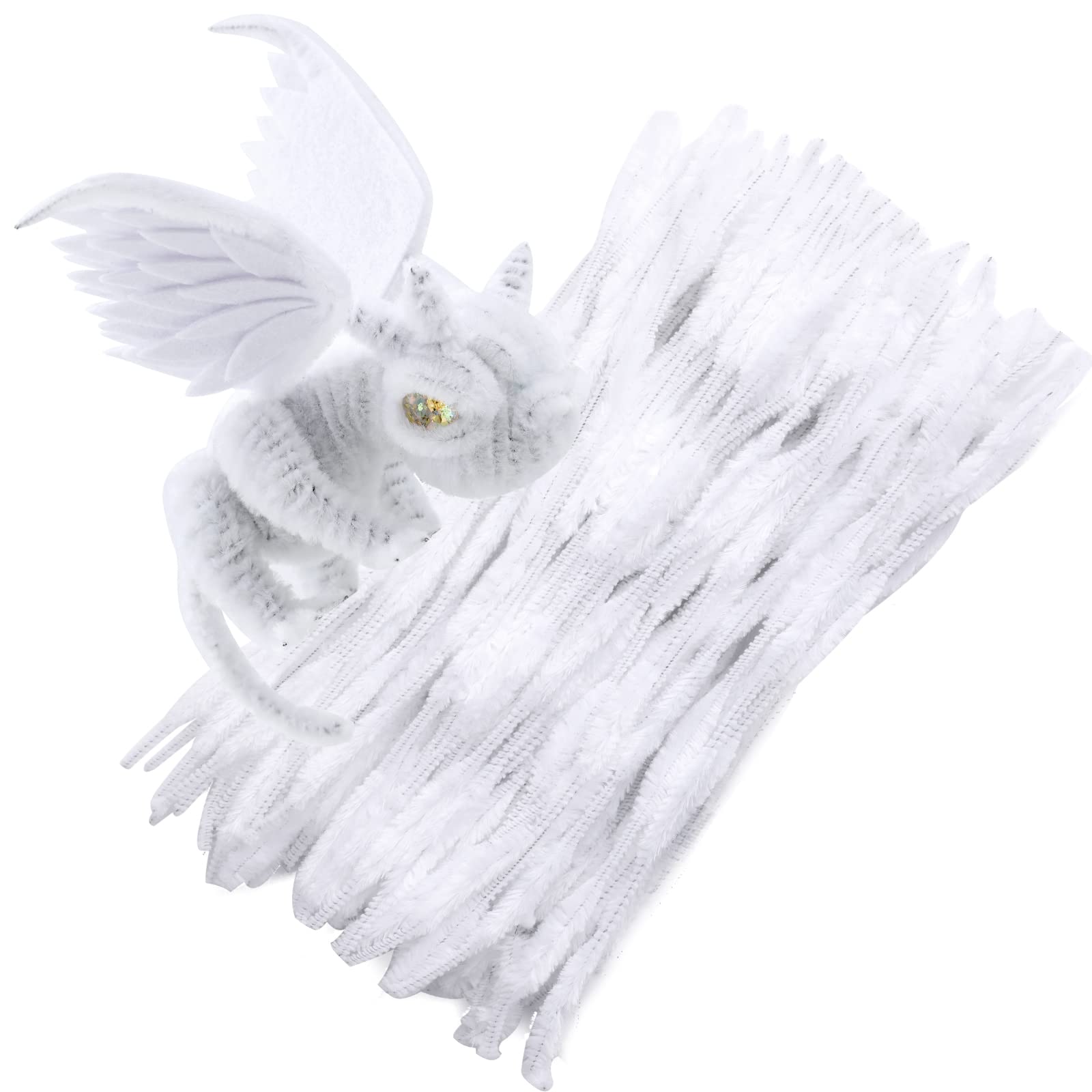 Photo 1 of 100 Pcs  Cleaners Chenille Stem, Bump Chenille Stems Pipe Cleaner, White Pipe Cleaners Crafts Supplies for DIY Arts Crafts Decorations (White)