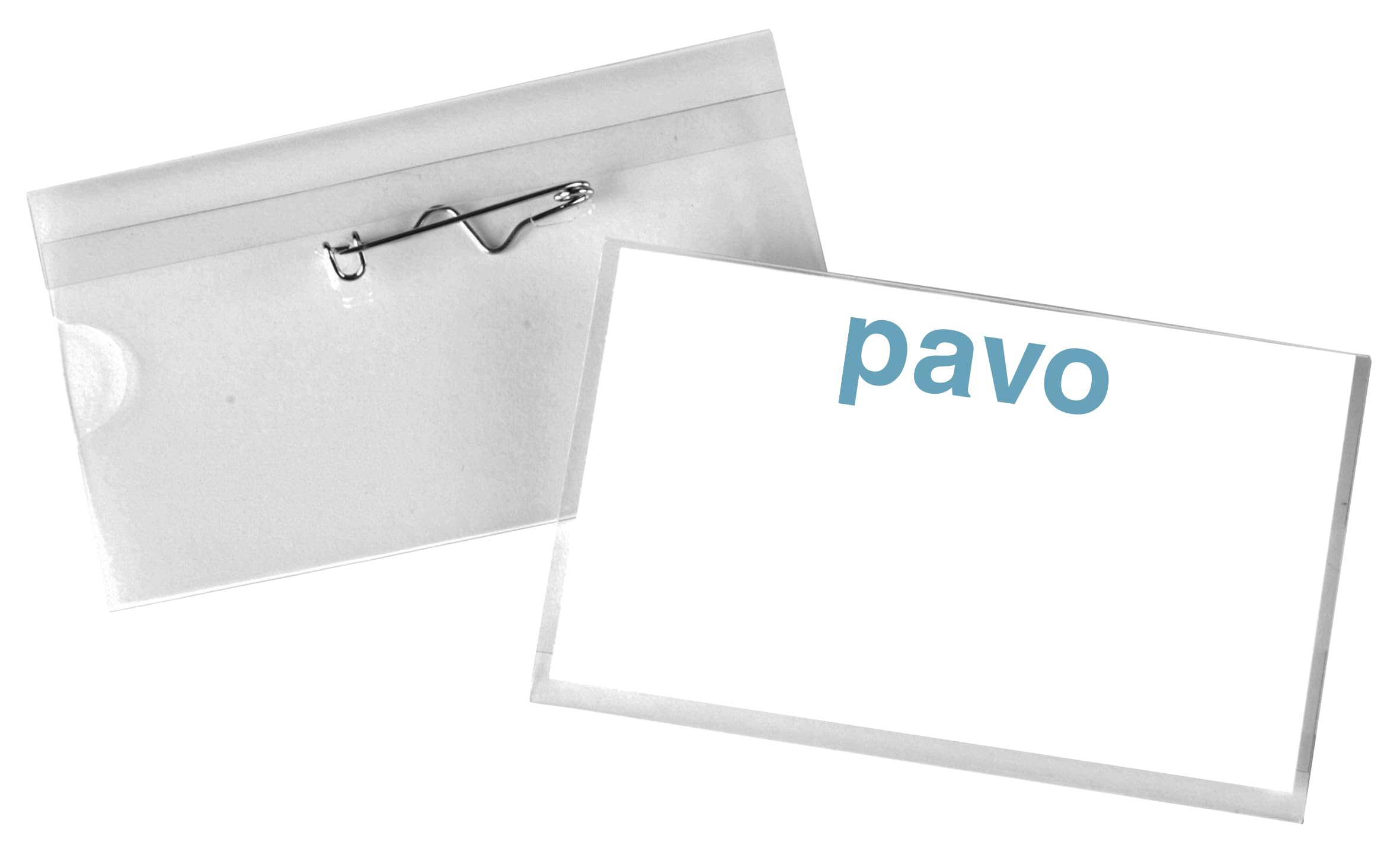Pavo - Pin Name Badge, 40 x 75 mm (Pack of 100)