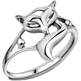 Naturepernulo Fox Rings for Women Silver Adjustable Open Fox Ring