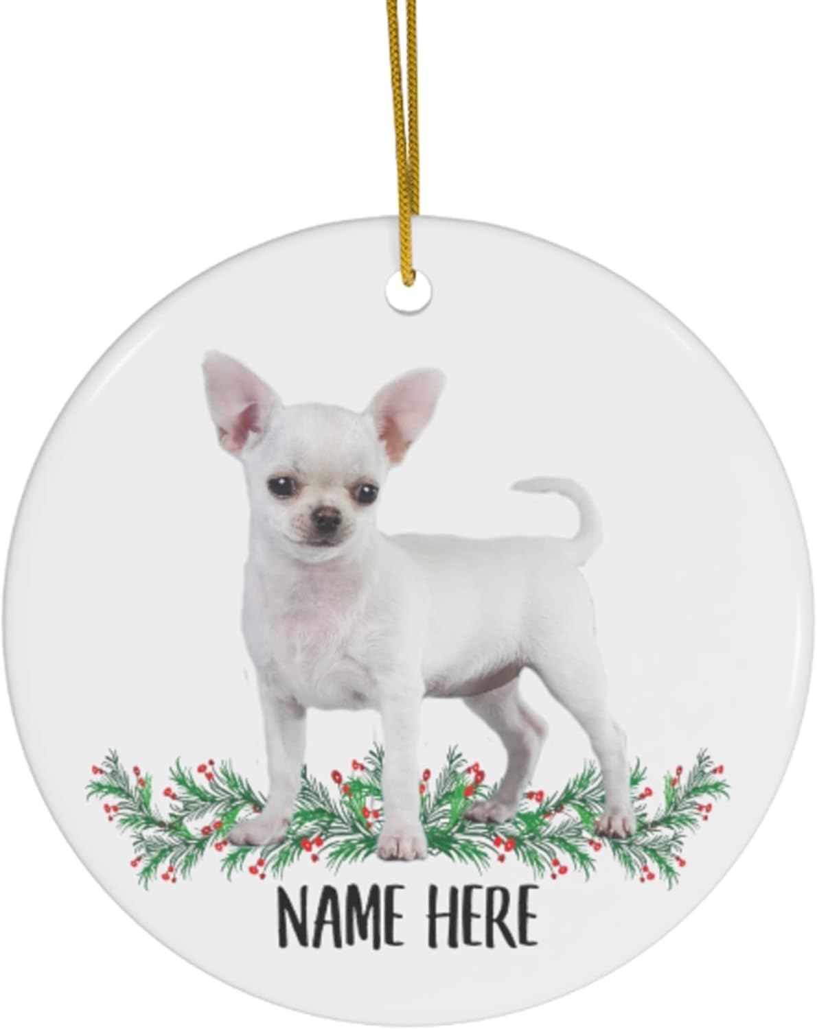 Ornaments - Funny Personalized Name Chihuahua White Gifts 2023 Christmas Tree Ornaments Circle Ceramic