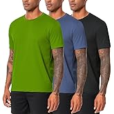Nutria Mens Dry Fit Workout Shirts 3 Pack Short Sleeve Gym Athletic Running Tees Moisture Wicking Light Breathable Cool U18