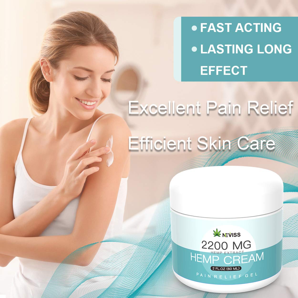 Pain Relief Hemp Cream 2200 MG, Natural Hemp Herbal Extract Cream for Neck Knee Joint Back Ankle Nerves Pain, Premium Hemp Cream for Inflammation & Sore Muscles - Made in USA