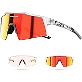 KAPVOE Photochromic Cycling Glasses Men Women Clear Transition Mountain Bike Sunglasses Sports Baseball Running - K9023