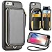 ZVE Case for Apple iPhone 6s / 6 - Black Leather Folio Wallet Case with Card Holder, Wrist Strap, 4.7 inch, Unisex