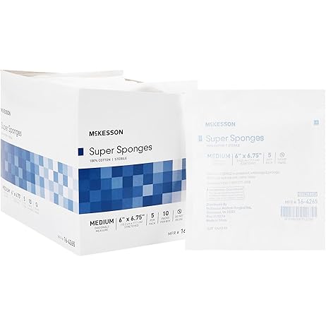 Amazon.com: Medline Bulkee Sterile Diagonal Super Fluff Sponge, 6 