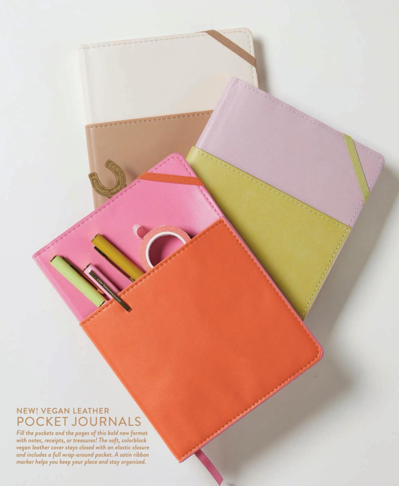 DesignWorks Ink Pocket Journal - Small Vegan Leather Notebook for Writing, Note Taking & Journaling - Wrap-Around Pocket, 192 Lined Pages, 6