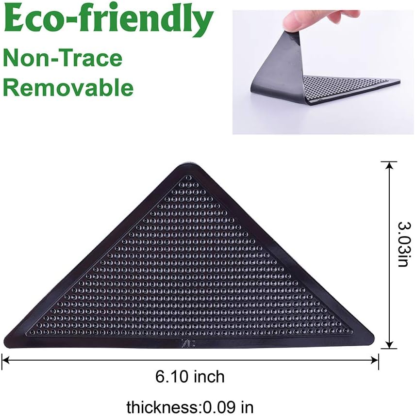 ZC GEL Rug Grippers for Hardwood Floors (8 pcs), Anti Slip Rug Grippers with Non Curling Washable and Reusable Non-Trace Removable Eco-Friendly Carpet Gripper for Tile Floors,Carpets,Floor Mats,Black: Kitchen & Dining