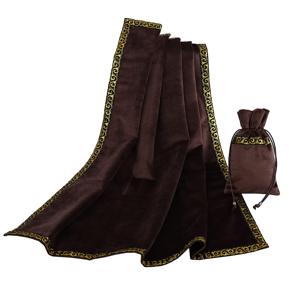 BLESSUME Altar Tarot Tablecloth Divination Wicca Velvet Cloth with Tarot Pouch (Coffee 1) — image 1