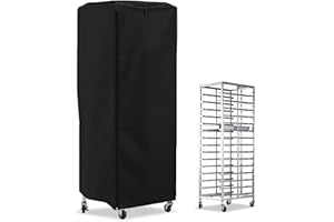 CADUFUELLY 420D Black Bread Rack Cover, 23 x 28 x 64 Inch Pan Rack Cover, Bread Rack Dust Cover with Zipper