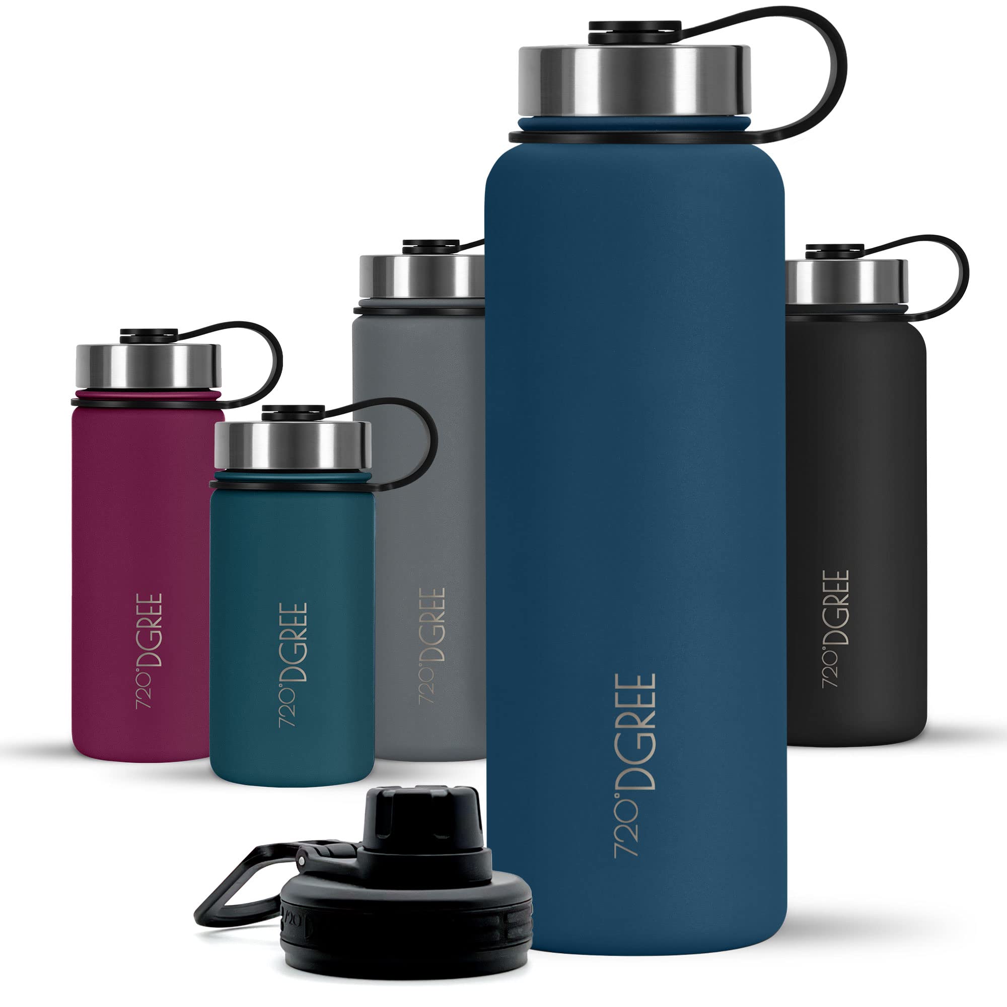 720°DGREE Vaccum Insulated Water Bottle “noLimit“ - 1200ml - Leakproof, BPA-Free, Thermo Stainless Steel Flask - Carbonated Drinks, Sports, Gym, School, Travel, Camping, Hiking, Outdoor +Sports-Cap — image 1