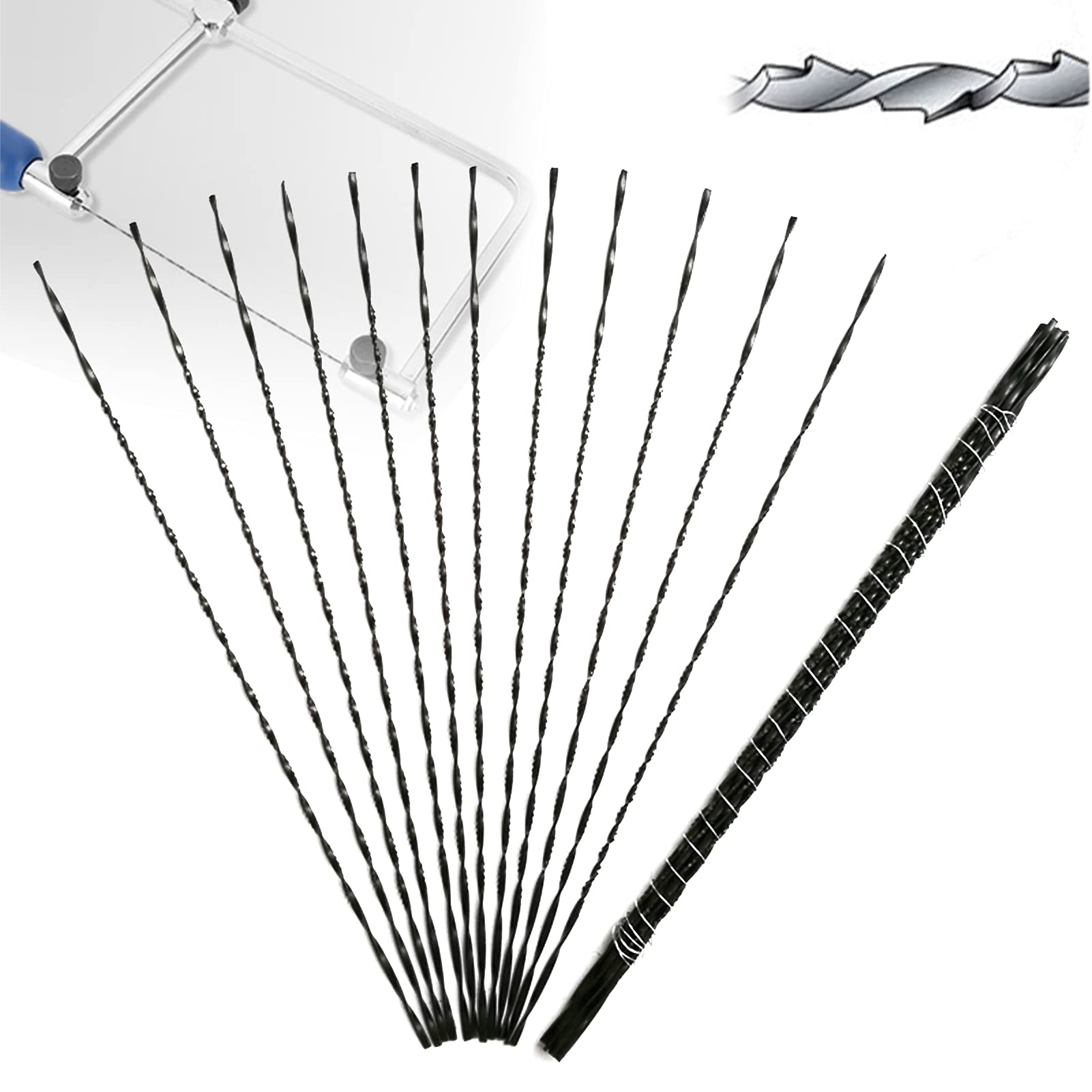 12 Pieces Scroll Saw Blades With Spiral Teeth for Wood Metal Plastic Cutting Sawing Carve, Fine Fretsaw Blades for Precise Cutting of Straight or Curved Contours, Professional Jewelry Making Kit (#2)