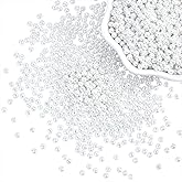 PH PandaHall 2300pcs Glass Beads 3mm Round Loose Spacer Beads Tiny Pearl Imitation Beads Waist Beads for Earring Necklace Bracelet Hair Accessory Weeding Vail Gloves Dresses, 1~1.5mm Hole White