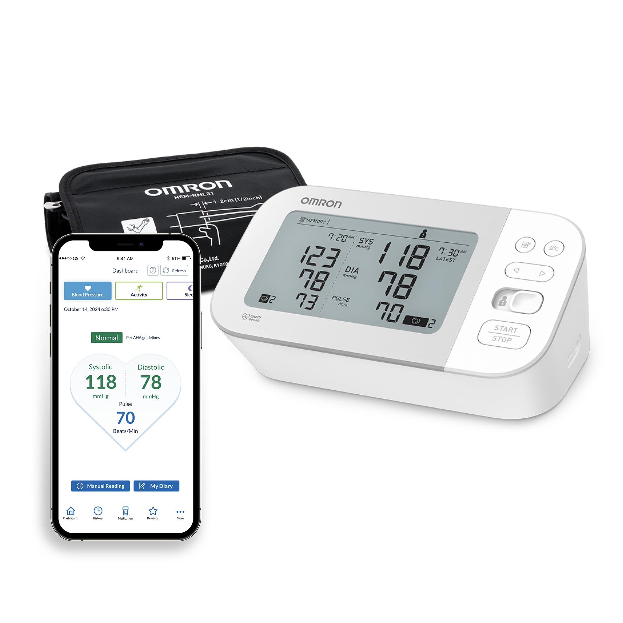 OMRON Gold Upper Arm Blood Pressure Monitor - Clinically Validated Blood Pressure Arm Cuff - Use OMRON Connect App for Unlimited Free Measurements
