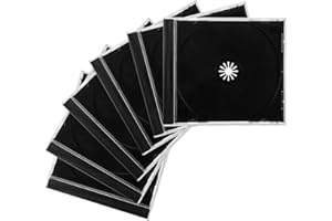 Suvnie 6 PCS Standard Single Clear CD Jewel Case, 10 mm Slim CD Storage Box with Assembled Black Tray, Durable Plastic CD DVD Cover for Protection Replacement, Car Accessories