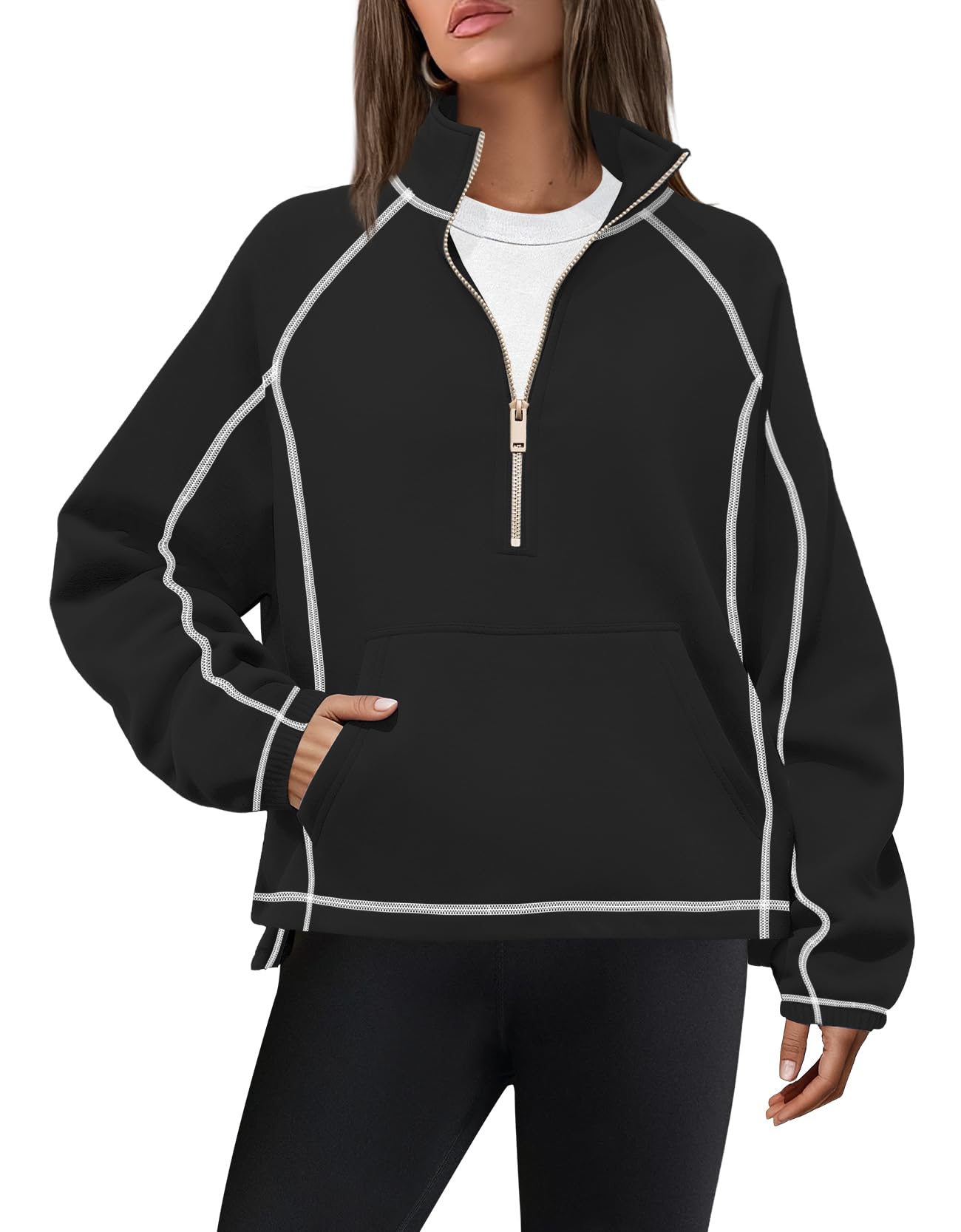 Photo 1 of *USED*
ReachMe Womens Oversized Mock Neck Sweatshirts Fleece Half Zip Pullover Quarter Zip Hoodie Fall Fashion Outfits(Black,M)