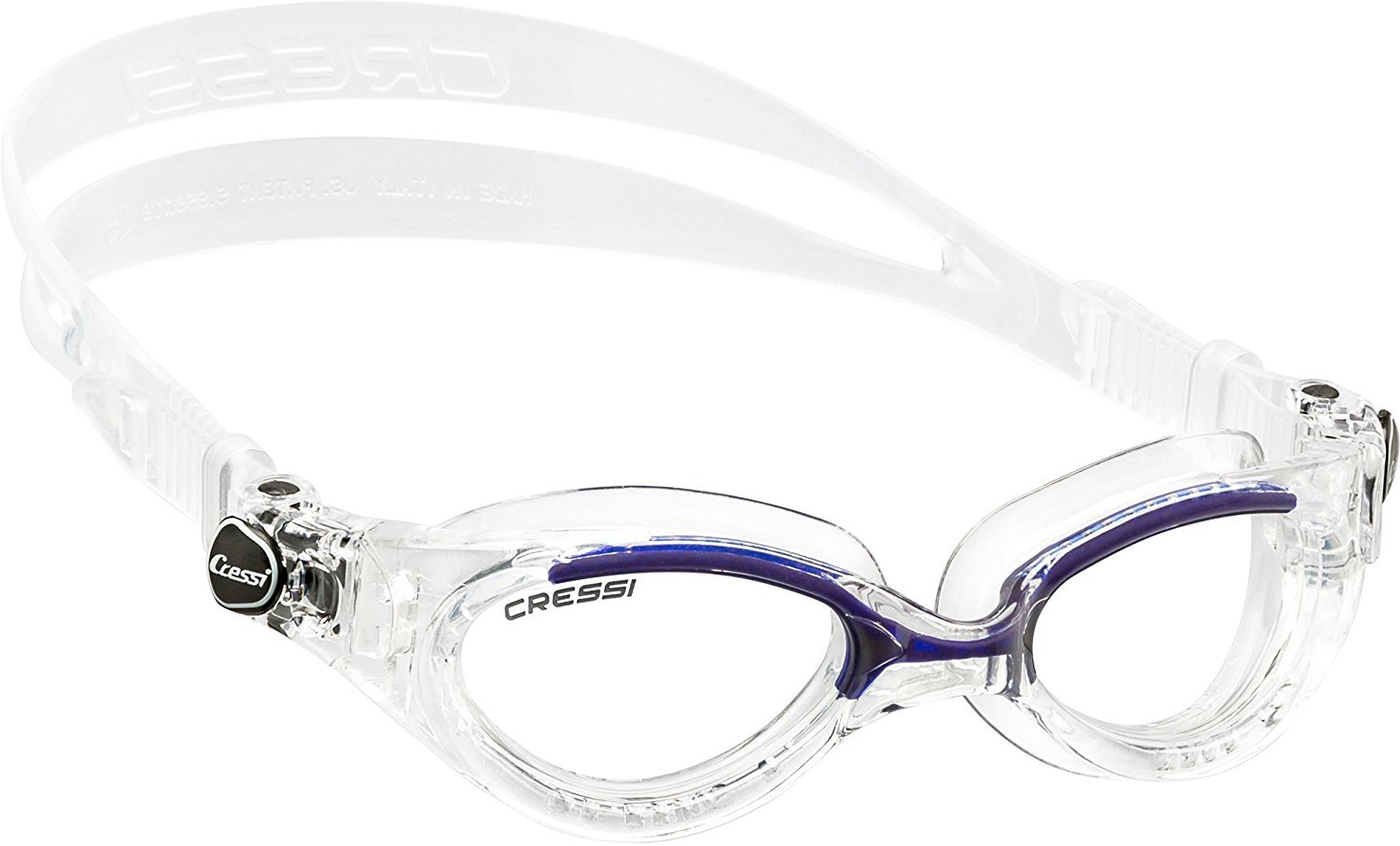 Cressi Lady Flash Goggles - Separate Eyepiece Swimming Goggles with Fogproof, Scratchproof, Anti-UV Lenses, Clear/Frame Clear Blue - Clear Lens, One Size