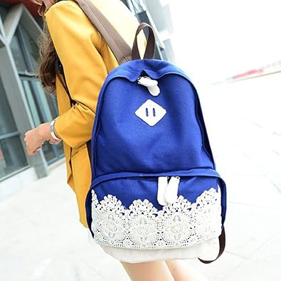 Amazon Grace リュックサック 女子 レディース かわいい レース キャンバス リュック 人気 高校生 中学生 学生 通学 おしゃれ アウトドア ファッション バッグセット バックパック デイパック エコバッグ 付き Grace タウンリュック ビジネスリュック