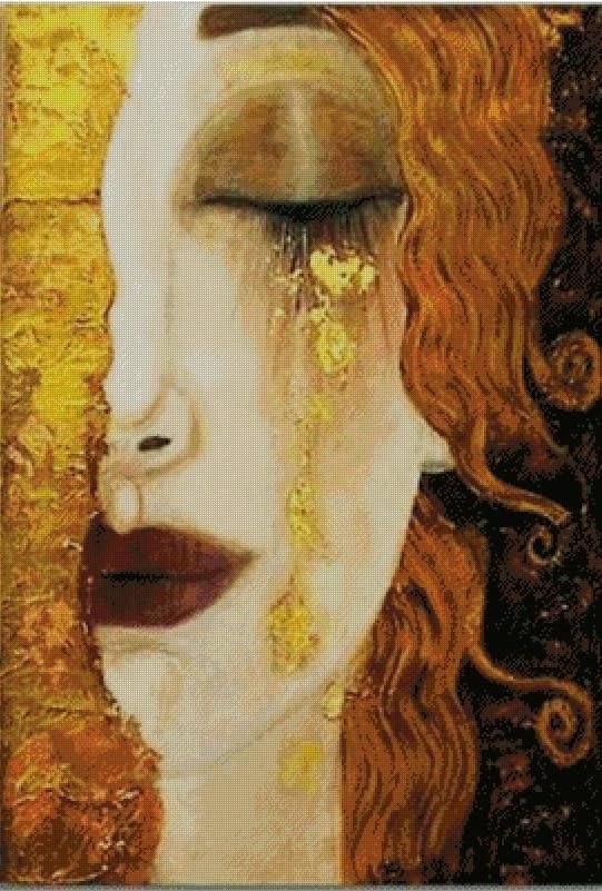 Klimt Oil Painting Cross Stitch Kit, 100% Cotton, 14count, 200x277stitch, 36x50cm