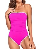 Holipick Women Hot Pink with White One Piece