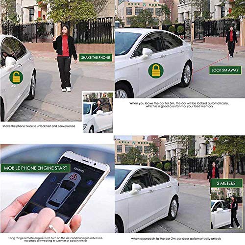 Smartphone PKE Keyless Entry Remote Control Locking/unlock Kit ,3-5M APP Bluetooth Automatic Trunk Opening ,80-100M Smart Key Lgnition Shaking Shock Sensor Car Alarm system