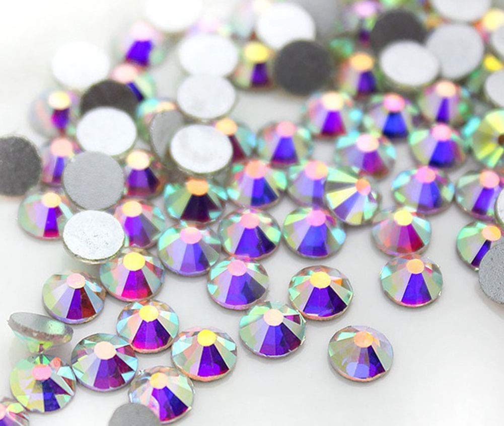 Onwon 144 Pieces SS40 / 8mm Clear Crystal Flat Back Brilliant Round Rhinestones Glass Stones Glitter Gems Transparent Faux Diamond (Crystal AB)