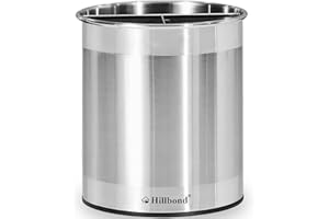 Hillbond Stainless Steel Utensil Holder for Kitchen Counter with Removable Divider, 6.9x7.5inch Large Utensil Holder, 360° Rotating Utensil Crock with Weighted Base for No Tipping Over(EXTRA LARGE)