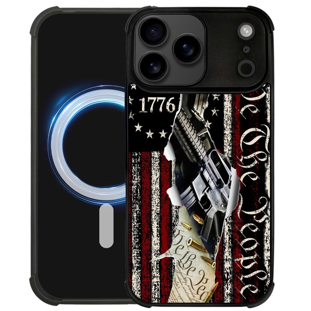DJSOK Case for iPhone 17 Pro Max,Compatible with MagSafe,Anti-Scratch Shockproof Case,Classic American Flag 1776 We The People