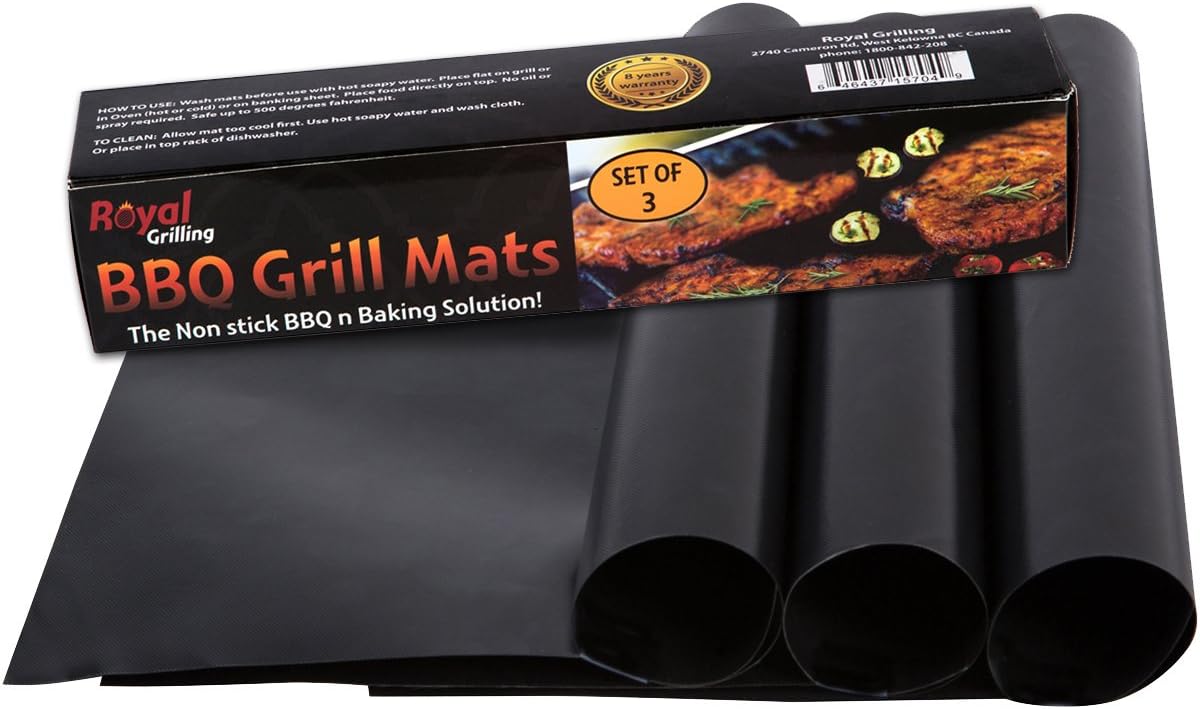 M.star.S Grill Mats BBQ Grilling Solution (3 mats) - Non Stick and Heavy Duty - Reusable and Dishwasher Safe. Satisfaction Guarantee