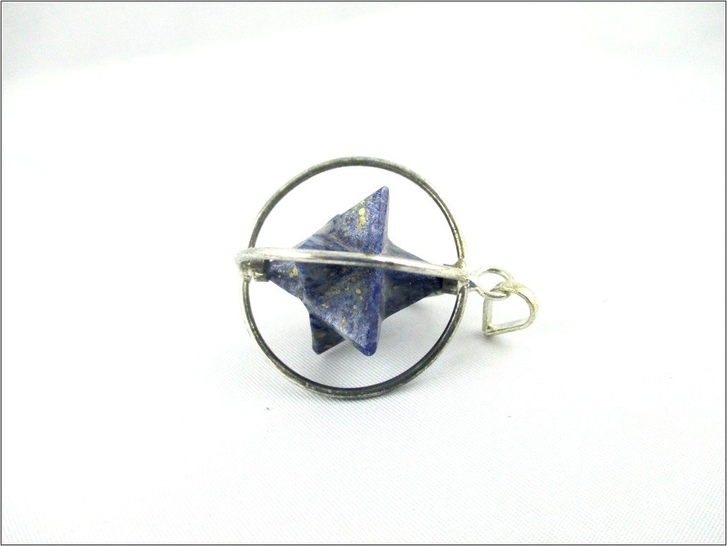 Jet International Energized Lapis Lazuli Spinning Star Merkaba Pendant 1 inch for Healing Meditation & Chakra Balancing