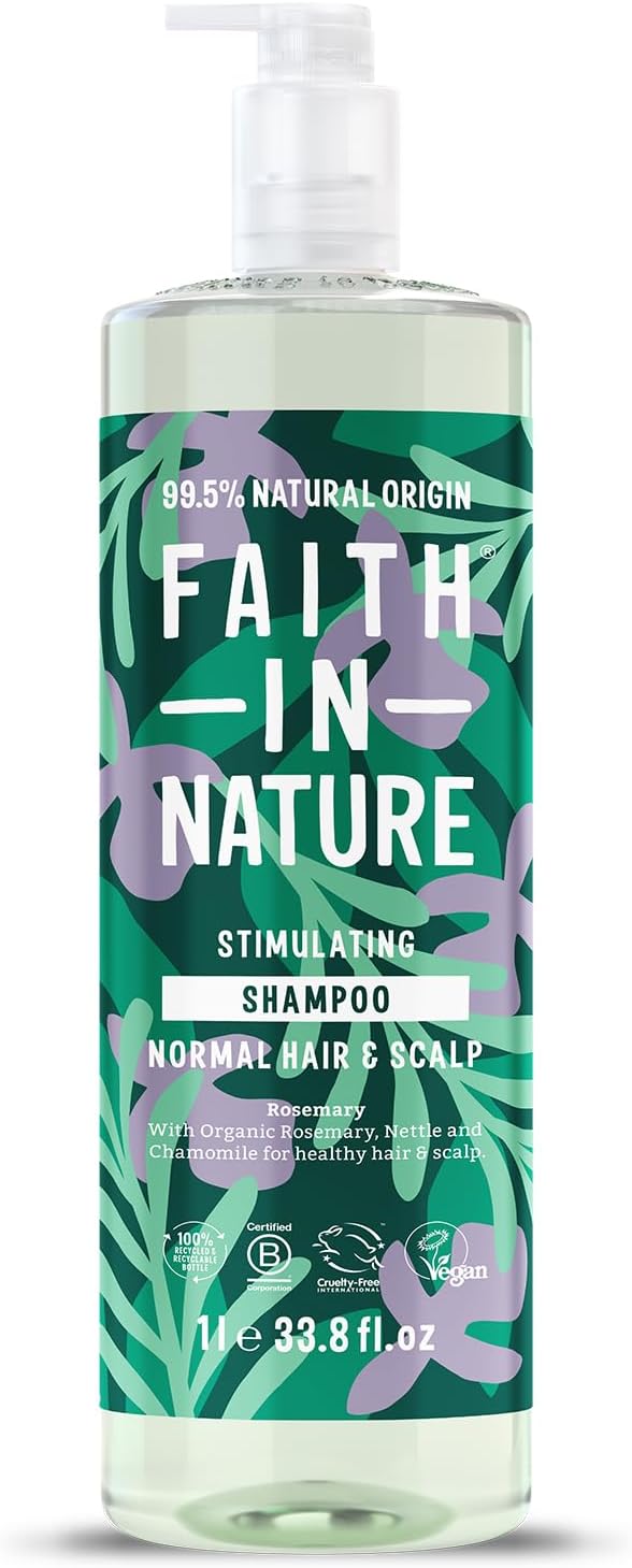 Faith In Nature 1L Rosemary Shampoo Normal Hair Scalp Vegan No SLS Parabens