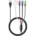 5FT/1.5M Multi Charging Cable for Apple Watch Charger Travel Nylon Braided USB C Micro USB Compatible with iWatch Ultra/SE/10/9/8/7/6/5/4/3/iPhone 16 15 Pro Max/14/13/12/Galaxy Android