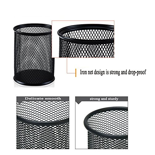Mesh Pen Holder - 4Pcs Metal Pen Organize Pencil Cup(Black)