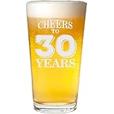 Veracco Cheers To 30 Years Thirties Birthday Gift For Him Her Dirty Thirty and Fabulous Pint Beer Glass (Clear, Glass)